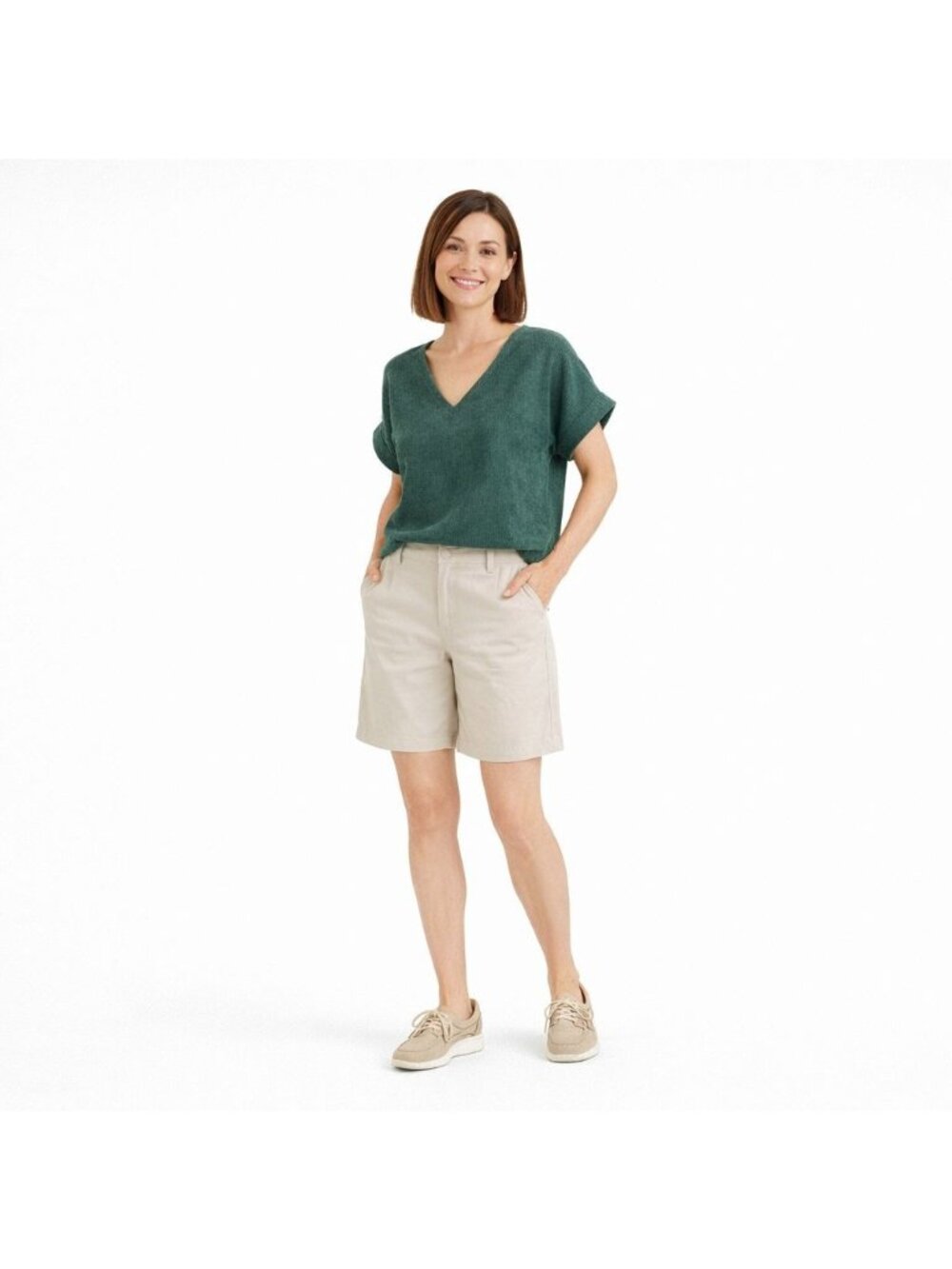 Madewell Green Small Corduroy Button Back Boxy Top V-Neck Small